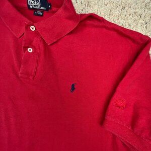 Polo Ralph Lauren Cotton Short Sleeve Polo Shirt w Pony Adult Size Large Red